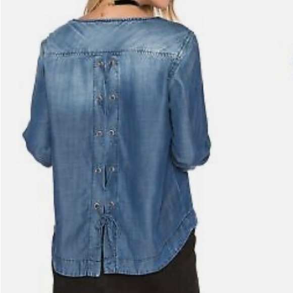 Anthropologie Tops - Anthropologie Cloth & Stone lace back chambray top S